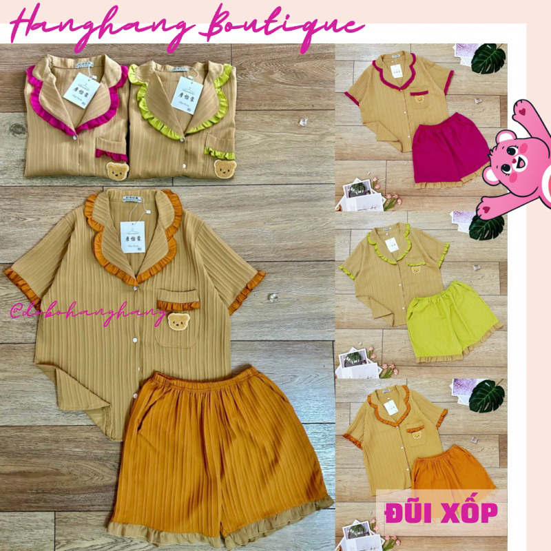 Bộ pijama đùi cộc tay ngắn đũi xốp mỏng mát, set đồ nữ mặc nhà, đồ ngủ nữ cute, đồ bộ nữ mặc nhà hot trend giá rẻ mới