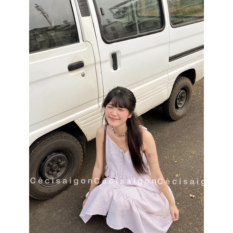 Đầm dây Litis caro nâu