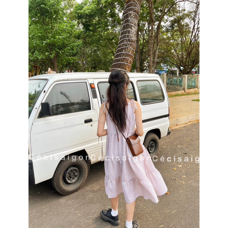 Đầm dây Litis caro nâu