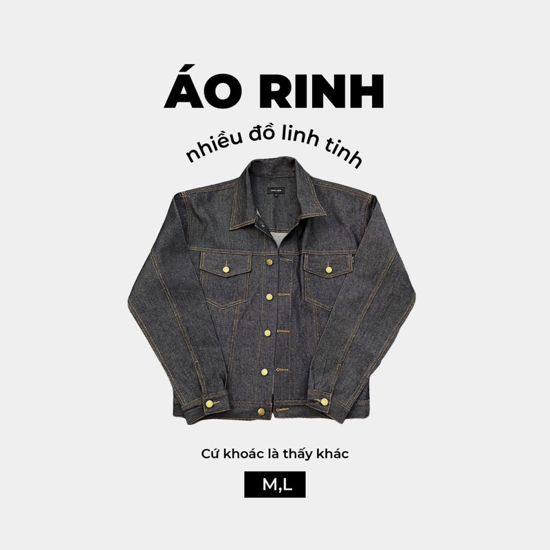 Áo khoác Rinh chất vải denim dày dặn, có 2 túi to bên trong, tiện lợi, nam nữ bận đều đẹp