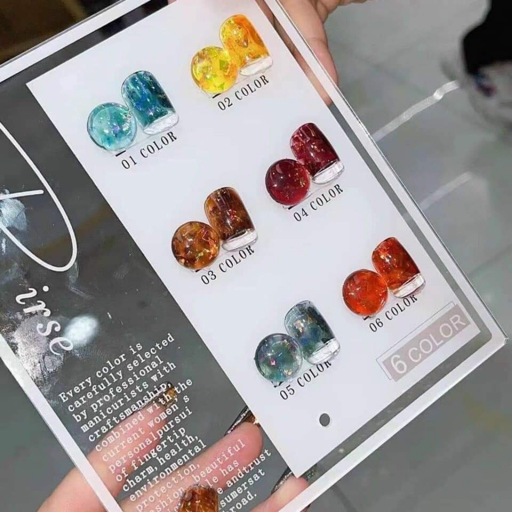 Set Gel Nhũ Hổ Phách Huaxi 6 Màu chính hãng tặng Kèm Bảng Màu