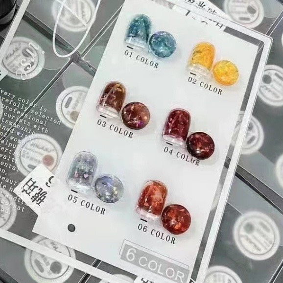 Set Gel Nhũ Hổ Phách Huaxi 6 Màu chính hãng tặng Kèm Bảng Màu