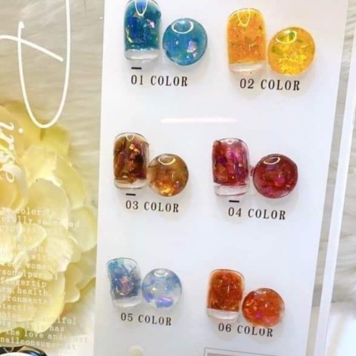 Set Gel Nhũ Hổ Phách Huaxi 6 Màu chính hãng tặng Kèm Bảng Màu