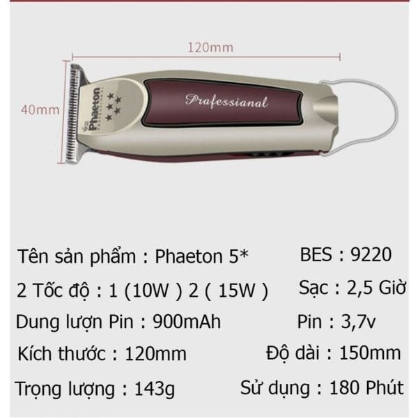 Tông Đơ Chấn Viền Chuyên Nghiệp Phaeton - Barber Siêu Nét