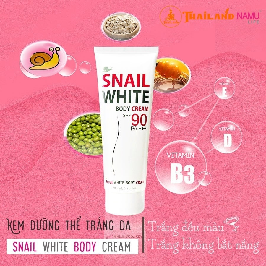 Kem body Snail White dưỡng trắng da toàn thân SPF 90+++ 200ml