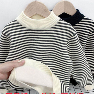 Áo len kẻ đen trắng lót bông dày dặn ấm áp cho bé size đại 15-38kg hàng quảng châu