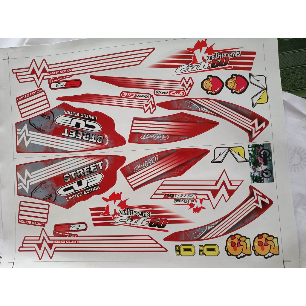 Tem rời cub 50 khói dán xe đỏ