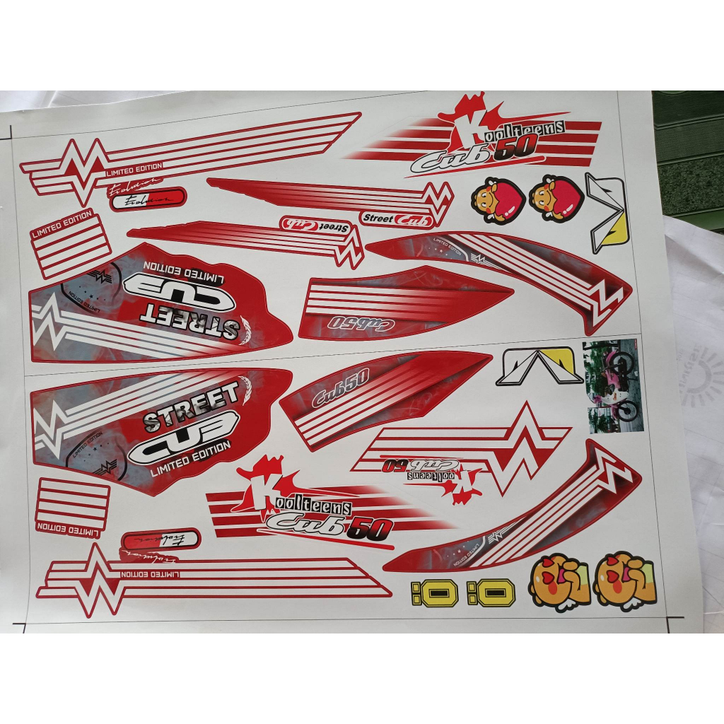 Tem rời cub 50 khói dán xe đỏ