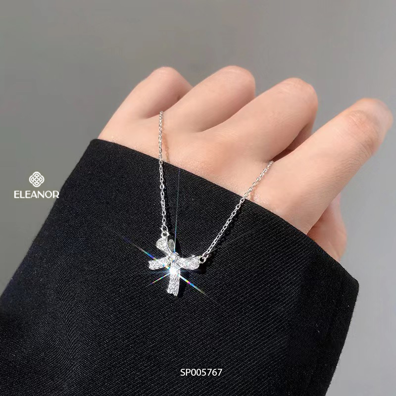 Dây chuyền nữ bạc 925 Eleanor Accessories mặt hình chiếc nơ đính đá phụ kiện trang sức 5767
