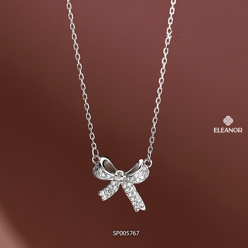 Dây chuyền nữ bạc 925 Eleanor Accessories mặt hình chiếc nơ đính đá phụ kiện trang sức 5767