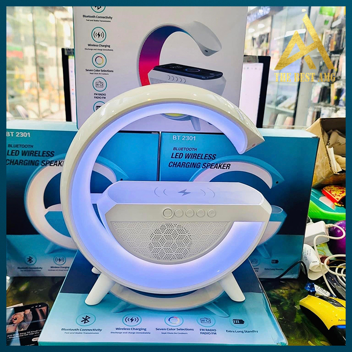 Loa Bluetooth Chữ G Kiêm Sạc Không Dây, Đèn Ngủ LED RGB BT2301 - Loa Máy Tính Bluetooth Trang Trí Decor Bàn Làm Việc