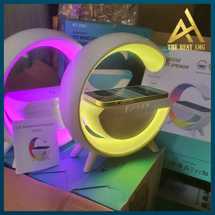 Loa Bluetooth Chữ G Kiêm Sạc Không Dây, Đèn Ngủ LED RGB BT2301 - Loa Máy Tính Bluetooth Trang Trí Decor Bàn Làm Việc