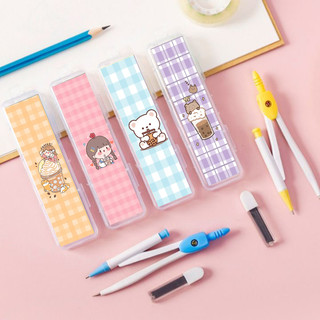 Bộ compa trà sữa CP21 boba tea dễ thương kèm ngòi chì bấm compa cute hoạt hình
