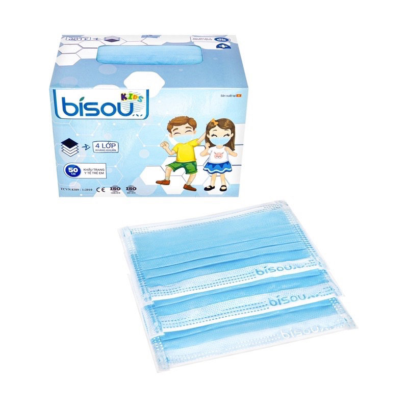 Khẩu trang y tế Bisou trẻ em - hộp 50c