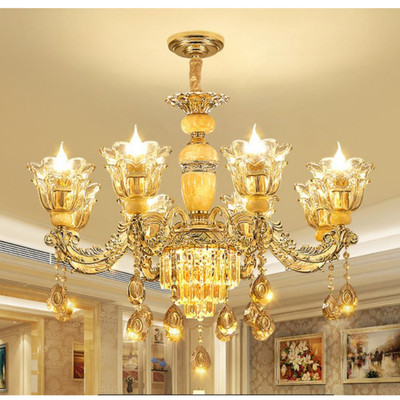 Đèn chùm MONSKY GOLD 8 tay hiện đại phong cách Châu Âu quý phái, đẹp mắt - Tặng kèm bóng led cao cấp