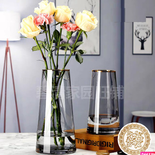 Lọ hoa thuỷ tinh miệng sơn mạ vàng cao cấp Qhouse , bình hoa trang trí phòng khách phòng ngủ để bàn làm việc đẹp