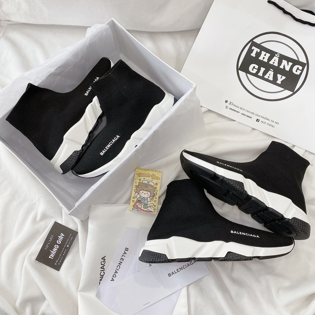 Giày Balenciaga Speed Trainers black white , giày Balencia cao cổ đen trắng cao cấp full box bill QR687552-toshibasneake