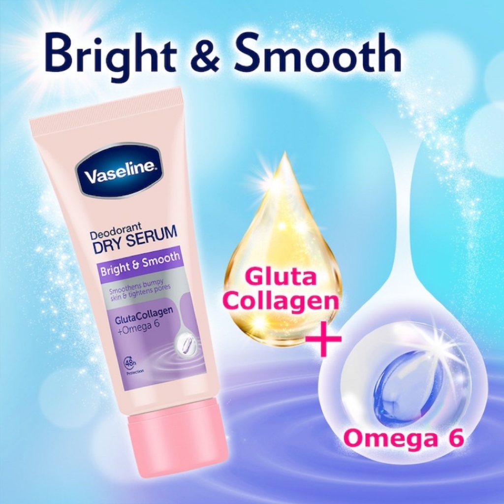 Kem Khử Mùi Vaseline Dry Serum Ultra Bright Trắng Nách Khô Thoáng 45ml, Lăn Khử Mùi Nữ Vaseline Trắng Da