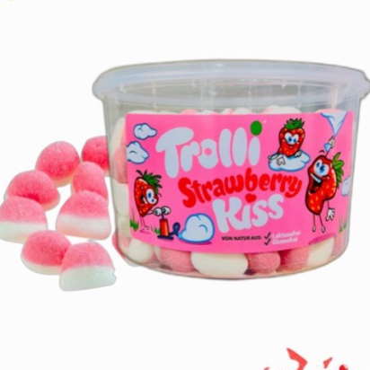 Kẹo dẻo Trolli strawberry kiss vị dâu, hộp 975g hàng nhập khẩu Đức