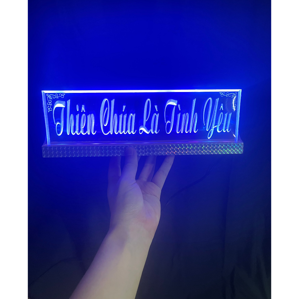 Bảng Mica Điện Công Giáo - Chữ Điện MiCa - Thiên Chúa Là Tình Yêu - Đèn Led 7 Màu