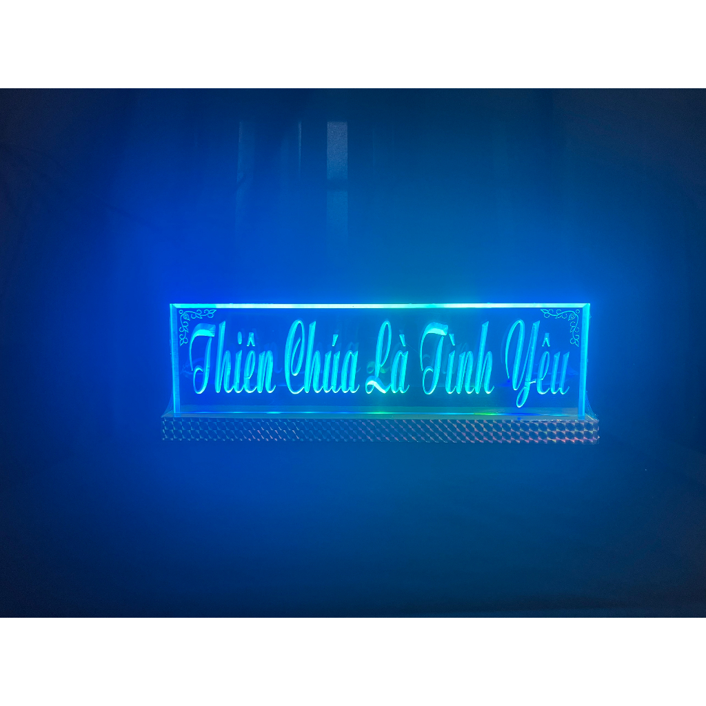 Bảng Mica Điện Công Giáo - Chữ Điện MiCa - Thiên Chúa Là Tình Yêu - Đèn Led 7 Màu