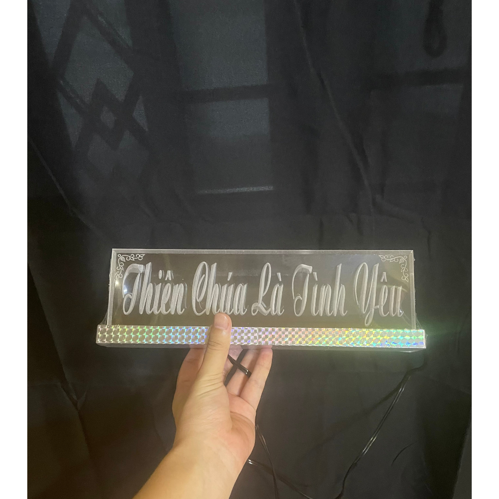 Bảng Mica Điện Công Giáo - Chữ Điện MiCa - Thiên Chúa Là Tình Yêu - Đèn Led 7 Màu