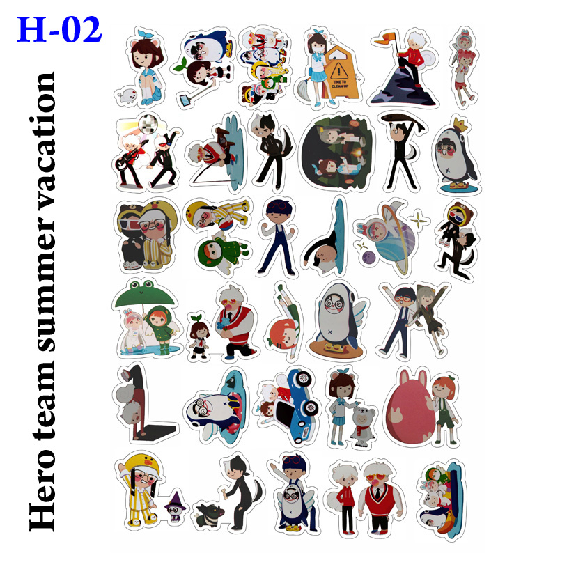 Bộ hình dán/stickers Hero Team Simmy Phong cận Siro Mr Vịt Sammy Đào Timmy Kairon Timy Kamui