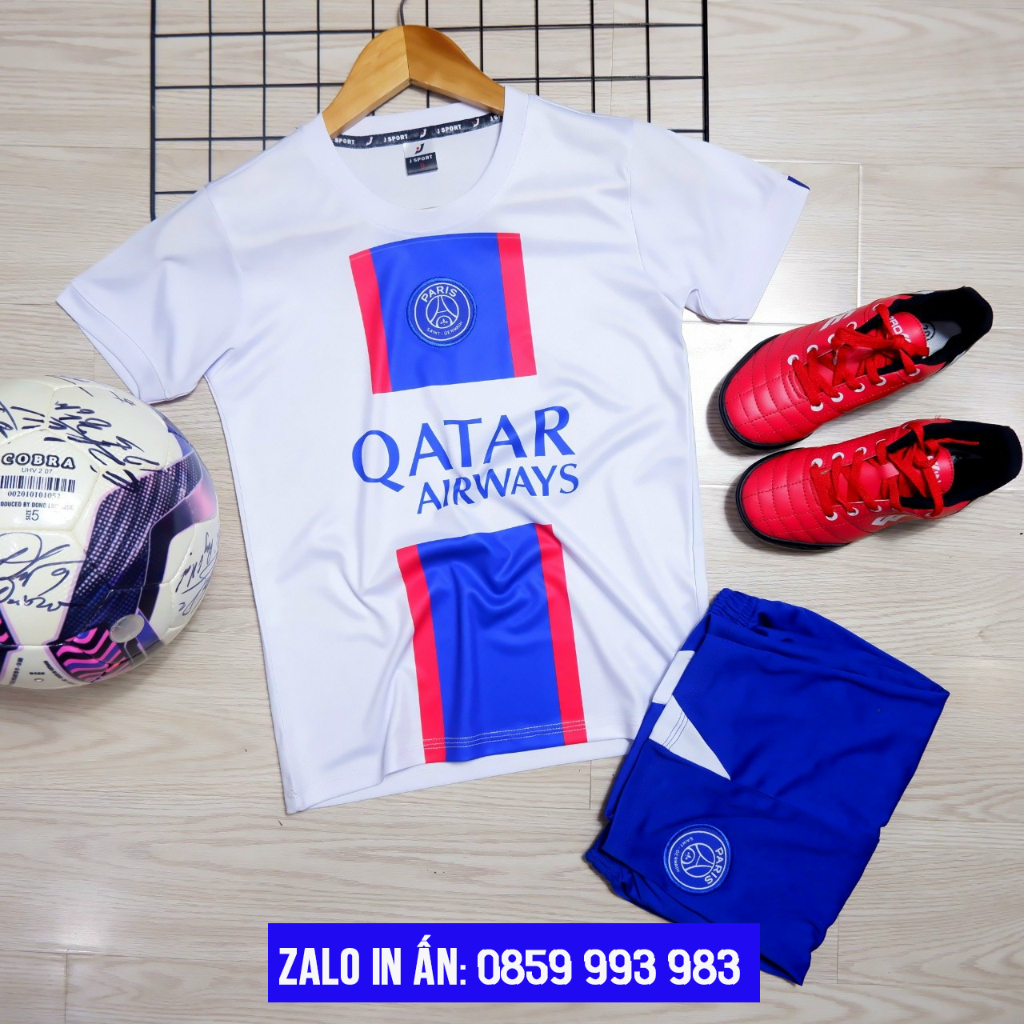 Quần áo bóng đá trẻ em Paris Saint Germain logo thêu thun lạnh cao cấp A14