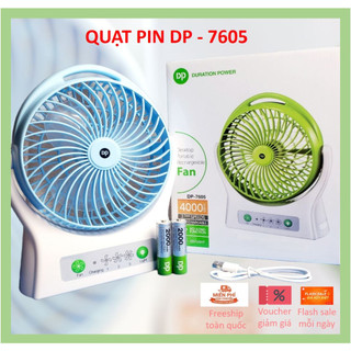 Quạt sạc tích điện để bàn dp-7605 - 3 tốc độ gió, pin 4000mah, tích hợp đèn led.