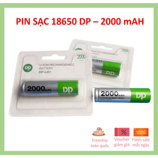 PIN sạc 18650 cao cấp chính hãng DP - dung lượng 2000mah, sản phẩm chính hãng, vòng sạc cao.