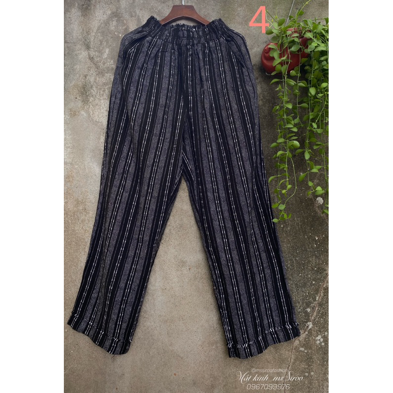 QUẦN LINEN SỌC LẬT LAI ỐNG RỘNG (48-80KG)