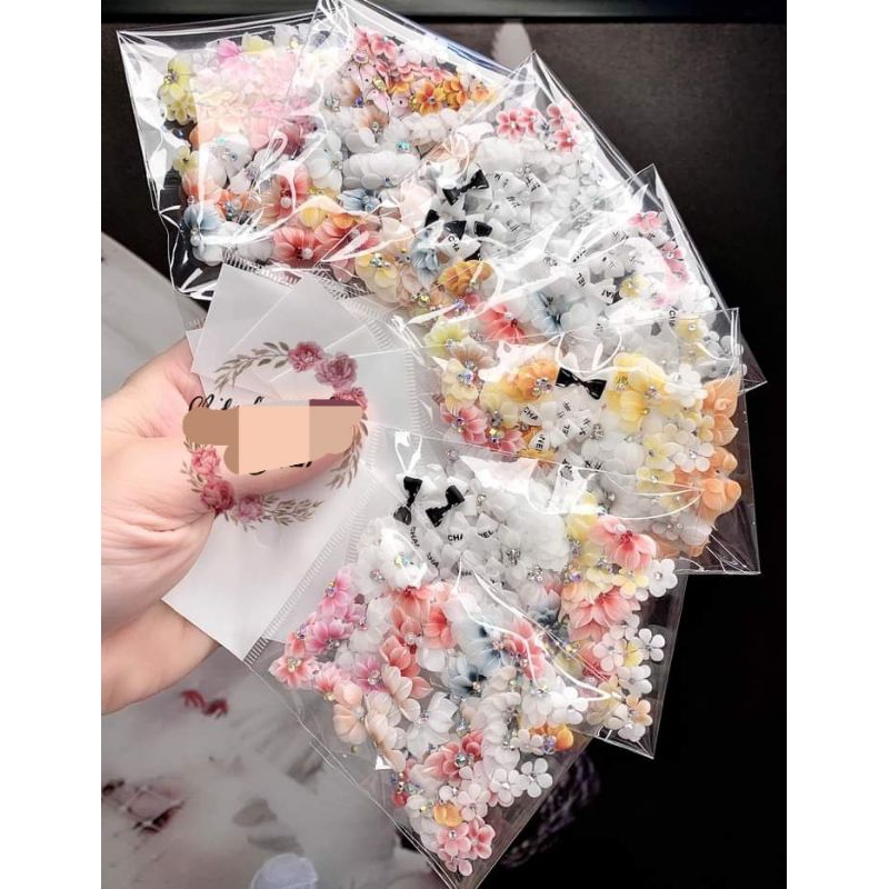Thanh lý set hoa bột nail 100 bông mix mẫu trong shop