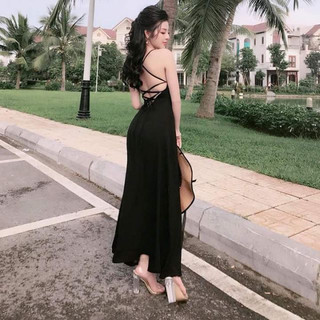 Váy maxi 2 dây hở lưng, đan nhiều kiểu dây