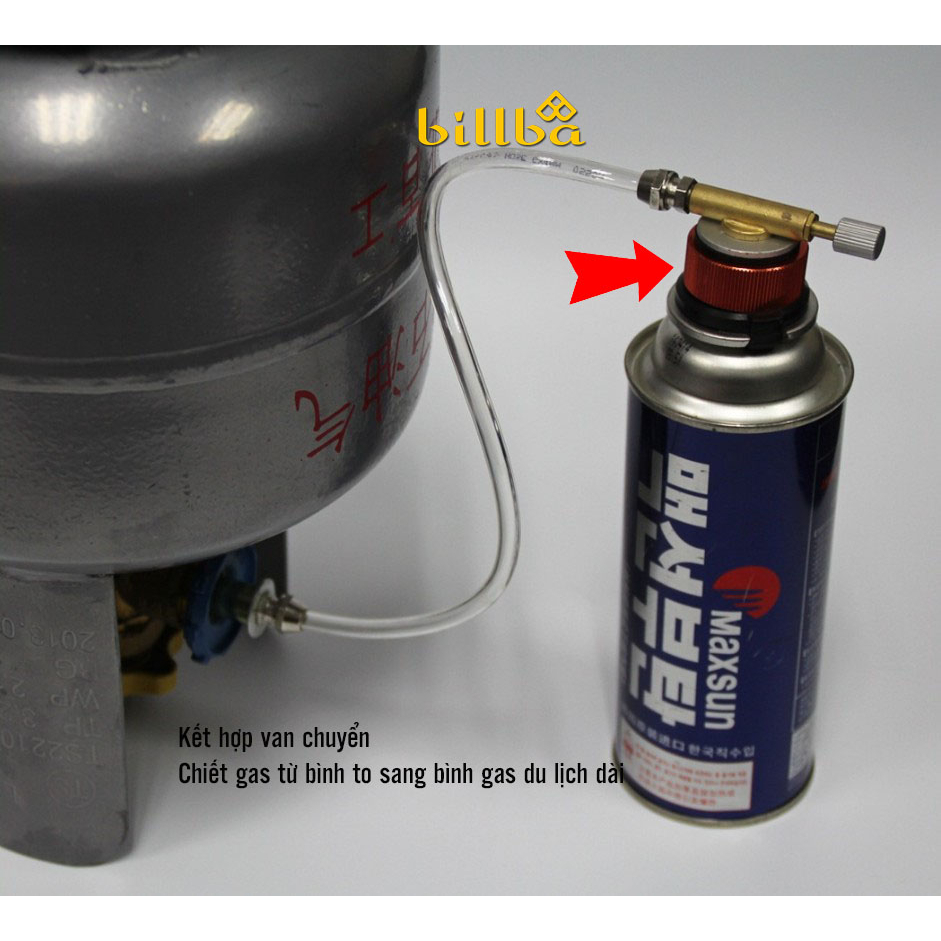 Van bơm chiết nạp bình ga lùn đi du lịch cắm trại dã ngoại, dây bơm gas từ bình gas 12L- Billba Camping