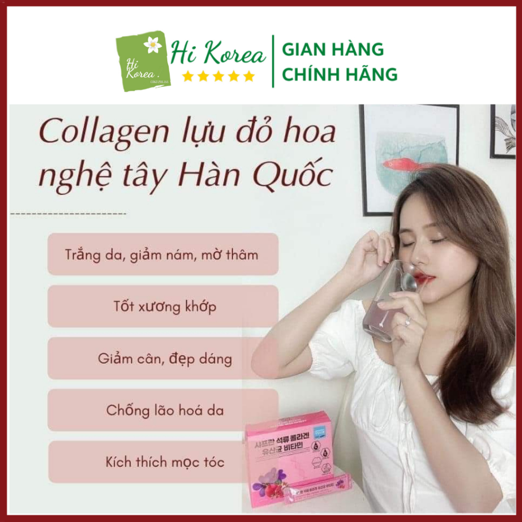 Collagen Bột Lựu Hàn Quốc, Collagen Lựu Nhụy Hoa Nghệ Tây Bio Cell Hộp 30 Gói | BigBuy360 - bigbuy360.vn