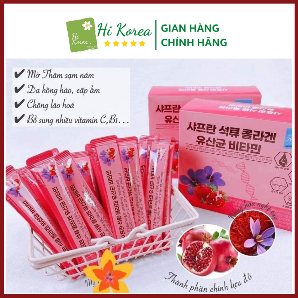 Collagen Bột Lựu Hàn Quốc, Collagen Lựu Nhụy Hoa Nghệ Tây Bio Cell Hộp 30 Gói | BigBuy360 - bigbuy360.vn