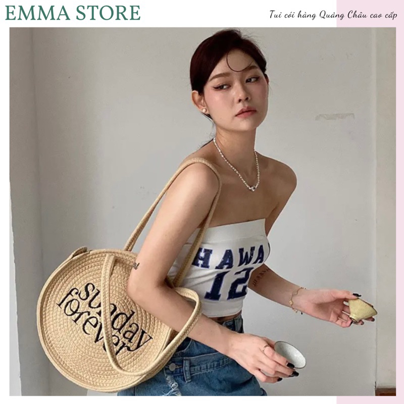Túi Cói Sunday Forever Túi Xách Nữ Tote Đi Biển Du Lịch Phong Cách Thời Trang Vintage