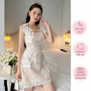 [MERR0042] Váy Ren Lưới Đáp Hoa Cầu Kì Kèm Ảnh Thật | MERRCHUYENVAY