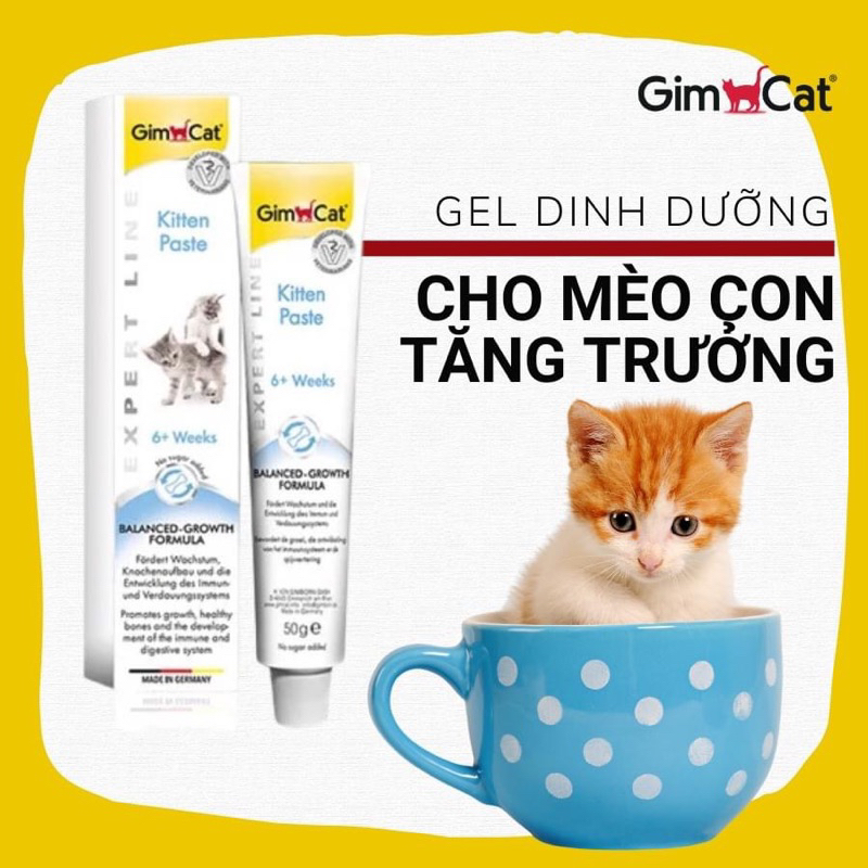 Gel dinh dưỡng bổ sung canxi cho mèo con Gimcat Kitten Paste 50g