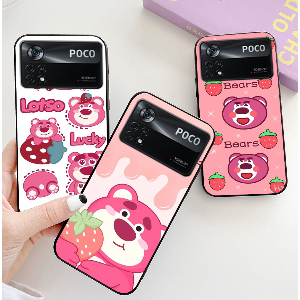 Ốp lưng Xiaomi poco x4 gt / x4 pro in hình gấu dâu chibi đáng yêu cute