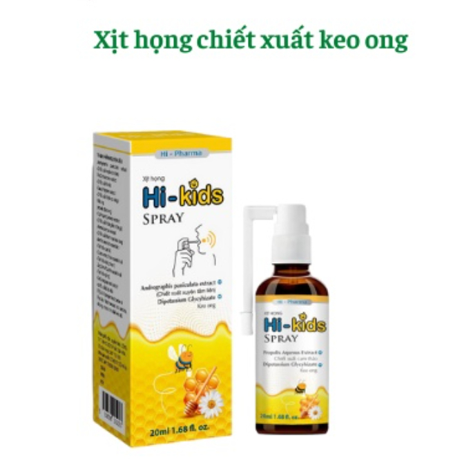Hi- Kids Spray - Xịt họng trẻ em giảm ho hiệu quả an toàn cho trẻ từ 6 tháng tuổi, làm dịu cổ họng, rát họng [ Chai 20ml
