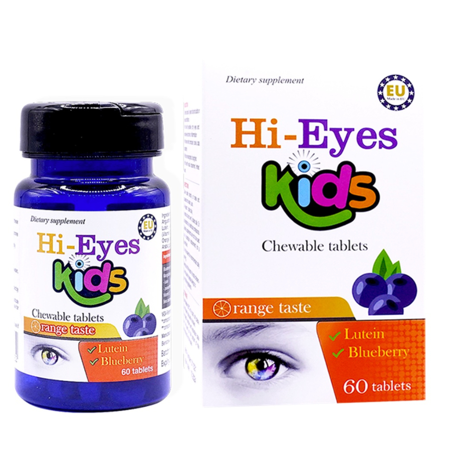 Viên nhai bổ mắt Hi - Eyes Kids. Hạn chế tình trạng suy giảm thị lực, bảo vệ mắt - Nhập khẩu chính hãng [ Hộp 60 viên ]
