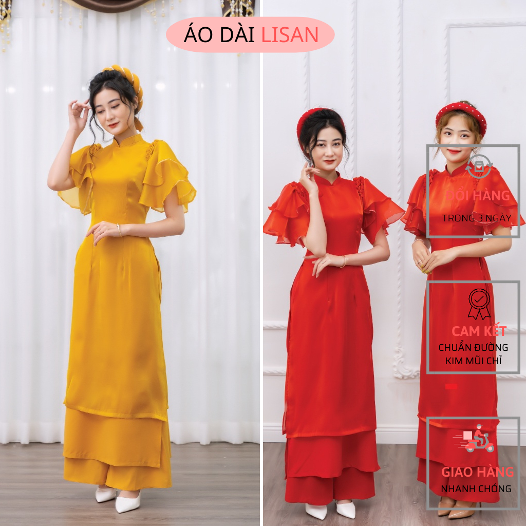 Áo Cách Tân 4 Tà Chơi Tết - Áo Dài Voan Tơ Cánh Tiên Mini Tay Bồng-BB08 | BigBuy360 - bigbuy360.vn