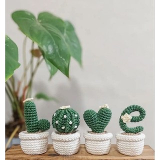 Combo 4 chậu cây LOVE bằng len trang trí phòng