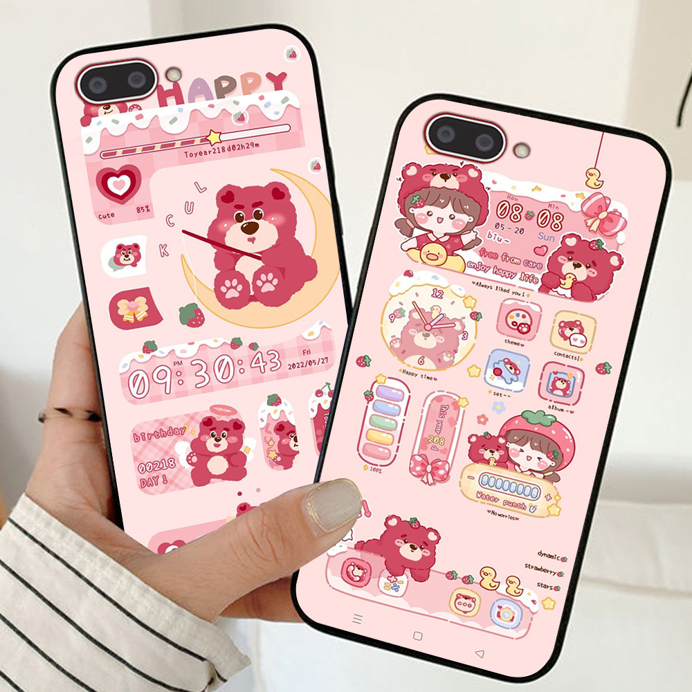 Ốp lưng oppo a3s / oppo a1k / realme c1 / realme c2 in hình gấu dâu chibi đáng yêu cute