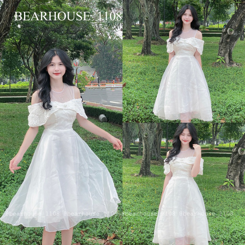 ĐẦM VÁY TRẮNG CÔNG CHÚA TIỂU THƯ NƠ NGỰC DÁNG DÀI *QUEEN DRESS