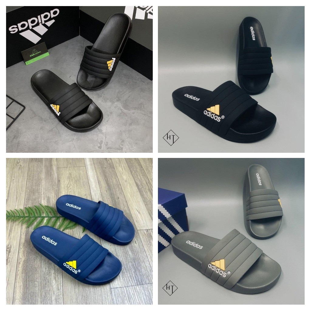 Dép quai ngang 𝐀𝐝𝐢𝐝𝐚𝐬 dép Unisex nam nữ đế bánh mì chất cao su cao cấp adida 3 Sọc Quai Cao Su