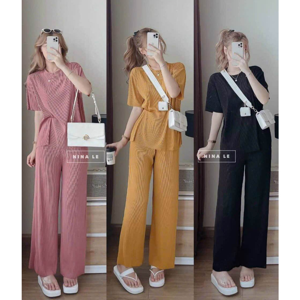 Set Bộ Nữ thun gân sang chảnh tinh tế quyến rũ