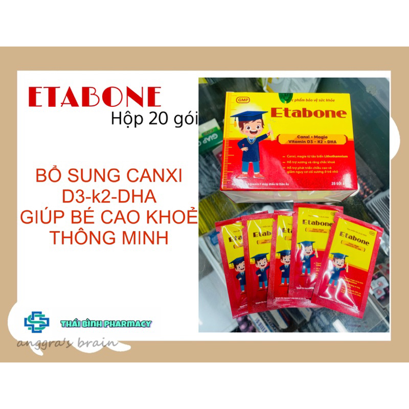 CANXI ETABONE bổ sung Canxi-Magie, D3-K2, DHA Hộp 20gói