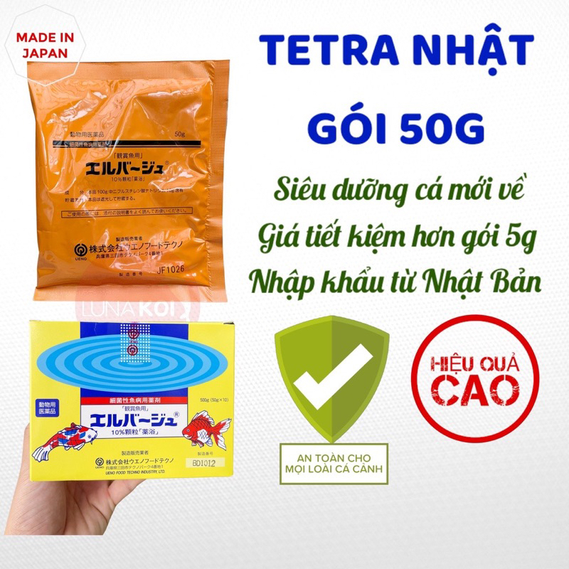 Elbagin Tetra Nhật 50g - dưỡng cá cảnh mới về, chống stress, hạn chế nhiễm khuẩn cơ hội cá cảnh (Cty)